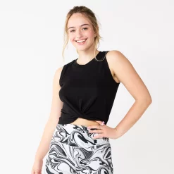 Juniors' SO® Twist Front Tank Top 16 Juniors' SO® Twist Front Tank Top -Cheap SO Store 5526659 Black Luxe