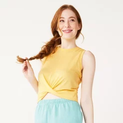 Juniors' SO® Twist Front Tank Top 14 Juniors' SO® Twist Front Tank Top -Cheap SO Store 5526659 Luminous Yellow