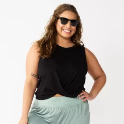 Juniors' Plus Size SO® Solid Cropped Twist-Front Tank -Cheap SO Store 5526785 Black Luxe