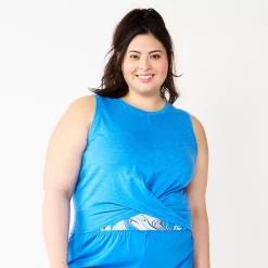 Juniors' Plus Size SO® Solid Cropped Twist-Front Tank -Cheap SO Store 5526785 Duchess Blue