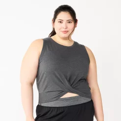 Juniors' Plus Size SO® Solid Cropped Twist-Front Tank -Cheap SO Store 5526785 Gray Texture
