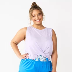 Juniors' Plus Size SO® Solid Cropped Twist-Front Tank -Cheap SO Store 5526785 Monica Purple