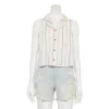 Juniors' SO® Cropped Sleeveless Button Down Top -Cheap SO Store 5532481 White Multi Stripe