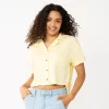 Juniors' SO® Cropped Button-Front Shirt -Cheap SO Store 5536484 Soft Yellow