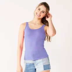 Juniors' SO® Double Scoopneck Tank Top -Cheap SO Store 5538823 Canan Purple