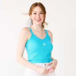Juniors' SO® Cropped Wide Strap Cami 13 Juniors' SO® Cropped Wide Strap Cami -Cheap SO Store 5540093 Bright Blue Daisy