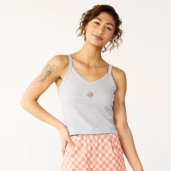 Juniors' SO® Cropped Wide Strap Cami 18 Juniors' SO® Cropped Wide Strap Cami -Cheap SO Store 5540093 Gray Graphic