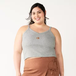 Juniors' Plus Size SO® Cropped Wide-Strap Cami -Cheap SO Store 5540098 Gray Graphic