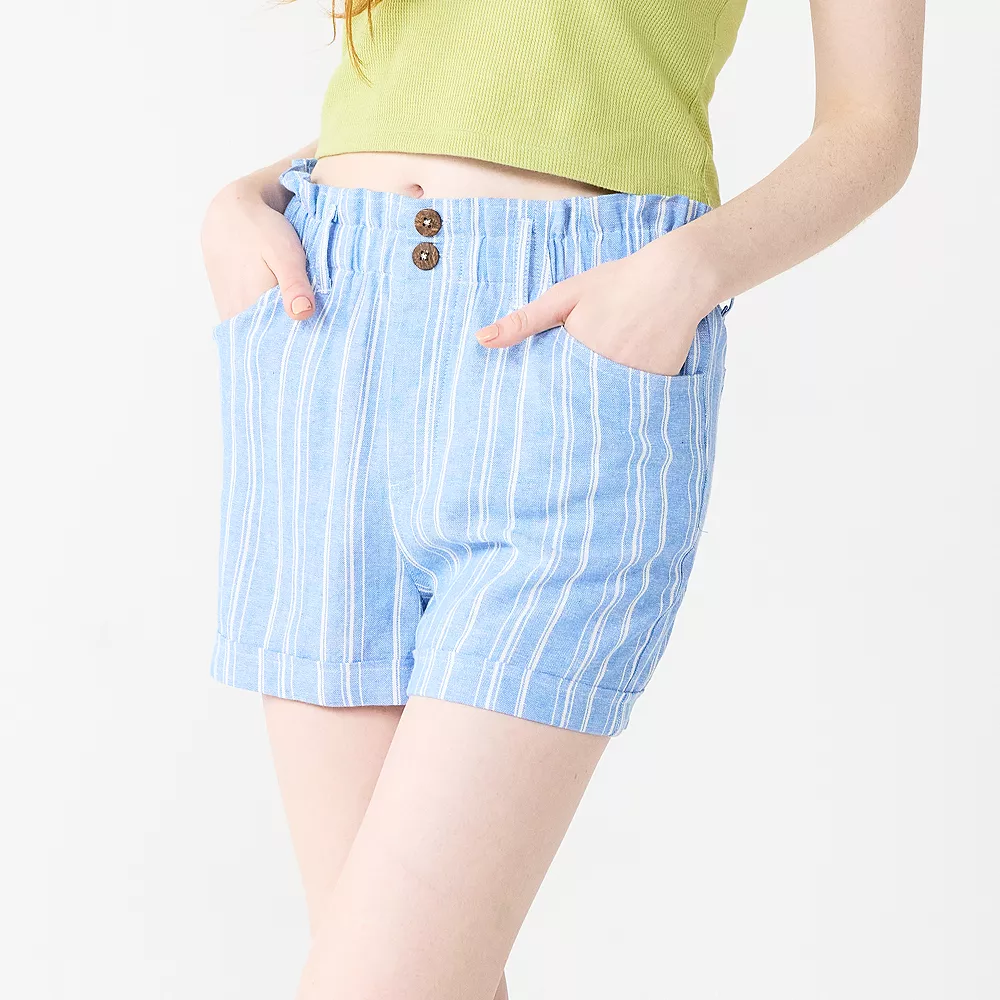 Juniors' SO® Striped Button-Front Paperbag Shorts 5 Juniors' SO® Striped Button-Front Paperbag Shorts - Image 3