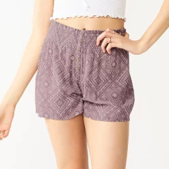 Juniors' SO® Print Button-Front Shorts 14 Juniors' SO® Print Button-Front Shorts -Cheap SO Store 5554101 Plum Tile