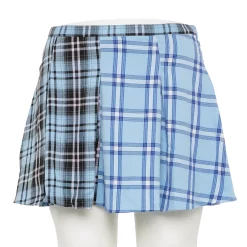 Juniors' Plus Size SO® Pleated Flare Mini Skirt -Cheap SO Store 5559786 Blue Plaid