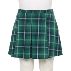 Juniors' Plus Size SO® Pleated Flare Mini Skirt -Cheap SO Store 5559786 Dark Green Plaid