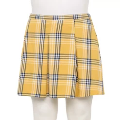 Juniors' Plus Size SO® Pleated Flare Mini Skirt -Cheap SO Store 5559786 Gold Navy Plaid