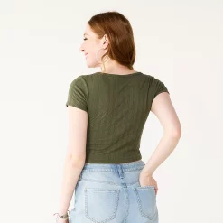 Juniors' SO® Cropped Front Lace-Up Top -Cheap SO Store 5561231 ALT