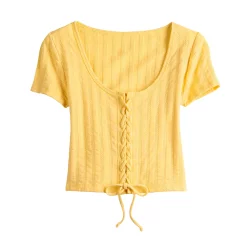 Juniors' SO® Cropped Front Lace-Up Top -Cheap SO Store 5561231 ALT5