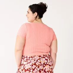 Juniors' Plus Size SO® Cropped Front Lace-Up Top -Cheap SO Store 5561249 ALT