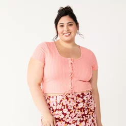 Juniors' Plus Size SO® Cropped Front Lace-Up Top -Cheap SO Store 5561249 Coral Shore