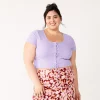 Juniors' Plus Size SO® Cropped Front Lace-Up Top -Cheap SO Store 5561249 Monica Purple