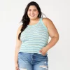 Juniors' Plus Size SO® Striped Varsity Tank -Cheap SO Store 5563024 Turquoise Stripe