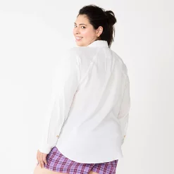 Juniors' Plus Size SO® Long Sleeve Button Down Shirt -Cheap SO Store 5566167 ALT