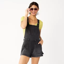 Juniors' SO® Frayed Jean Shortalls