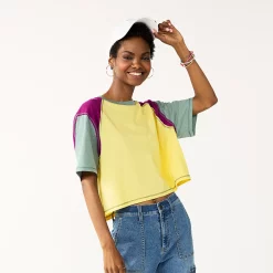 Juniors' SO® Short Sleeve Raglan Varsity Tee -Cheap SO Store 5572904 Soft Yellow