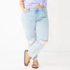 Juniors' Plus Size SO® Destructed High-Rise Mom Jean -Cheap SO Store 5576359 Light Destructed