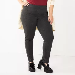 Juniors' Plus Size SO® High-Rise Ponte Leggings -Cheap SO Store 5583886 Grey Side Pocket