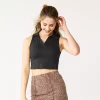 Juniors' SO® Collared Cropped Polo Tank 2 Juniors' SO® Collared Cropped Polo Tank -Cheap SO Store 5585480 Black Luxe