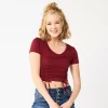 Juniors' SO® Cinch Front Cropped Top -Cheap SO Store 5585498 Berry Magnolia