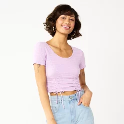 Juniors' SO® Cinch Front Cropped Top -Cheap SO Store 5585498 Grape Frosting