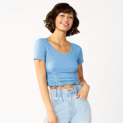 Juniors' SO® Cinch Front Cropped Top -Cheap SO Store 5585498 Radley River