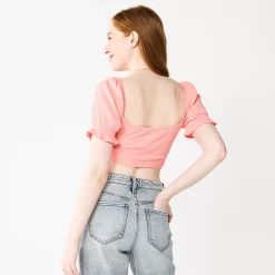 Juniors' SO® Cropped Sweetheart Top -Cheap SO Store 5585603 ALT