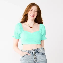 Juniors' SO® Cropped Sweetheart Top -Cheap SO Store 5585603 Ariel Blue