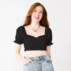 Juniors' SO® Cropped Sweetheart Top -Cheap SO Store 5585603 Black Luxe