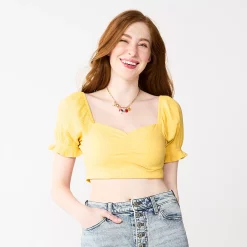 Juniors' SO® Cropped Sweetheart Top -Cheap SO Store 5585603 Luminous Yellow