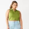 Juniors' Plus Size SO® Cropped Polo Tank -Cheap SO Store 5585623 Exotic Olive