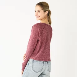 Juniors' SO® Solid Cropped Long Sleeve Top -Cheap SO Store 5585754 ALT