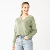 Juniors' SO® Solid Cropped Long Sleeve Top -Cheap SO Store 5585754 Eren Jade