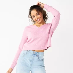 Juniors' SO® Solid Cropped Long Sleeve Top -Cheap SO Store 5585754 Stella Purple