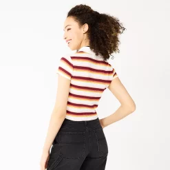 Juniors' SO® Ribbed Cropped Polo -Cheap SO Store 5585810 ALT