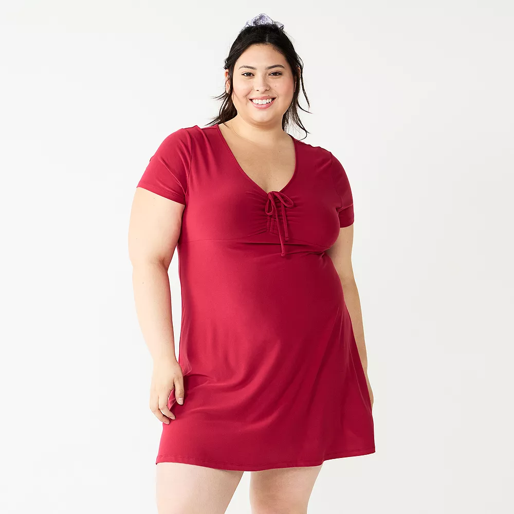 Juniors' Plus Size SO® Cinched Front Fit & Flare Peasant Dress 3 Juniors' Plus Size SO® Cinched Front Fit & Flare Peasant Dress