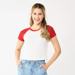 Juniors' SO® Cropped Raglan Tee -Cheap SO Store 5588527 Egret