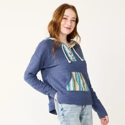 Juniors' SO® Lace-Up Drawstring Hoodie -Cheap SO Store 5591779 Cyclone Blue