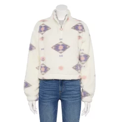 Juniors' SO® Sherpa Quarter-Zip Pullover 22 Juniors' SO® Sherpa Quarter-Zip Pullover -Cheap SO Store 5609880 White Purple Geo