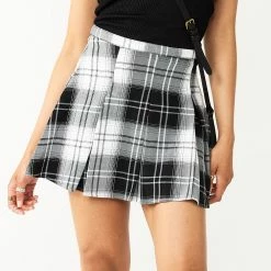 Juniors' SO® Pleated High-Rise Mini Skirt 18 Juniors' SO® Pleated High-Rise Mini Skirt -Cheap SO Store 5636560 Black Grey Plaid