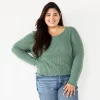 Juniors' Plus Size SO® Basic Thermal Cropped Tee 1 Juniors' Plus Size SO® Basic Thermal Cropped Tee -Cheap SO Store 5663783 Explorer Green
