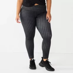 Juniors' Plus Size SO® Crossover High-Rise Sporty Leggings -Cheap SO Store 5664663 Black Houndstooth