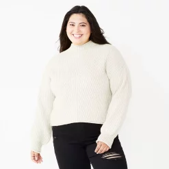 Juniors' Plus Size SO® Mockneck Sweater -Cheap SO Store 5666305 Egret