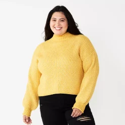 Juniors' Plus Size SO® Mockneck Sweater -Cheap SO Store 5666305 Golden Ticket